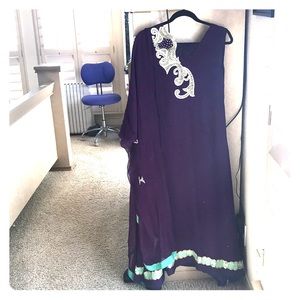 Pakistani custom made purple shalwar kamiz